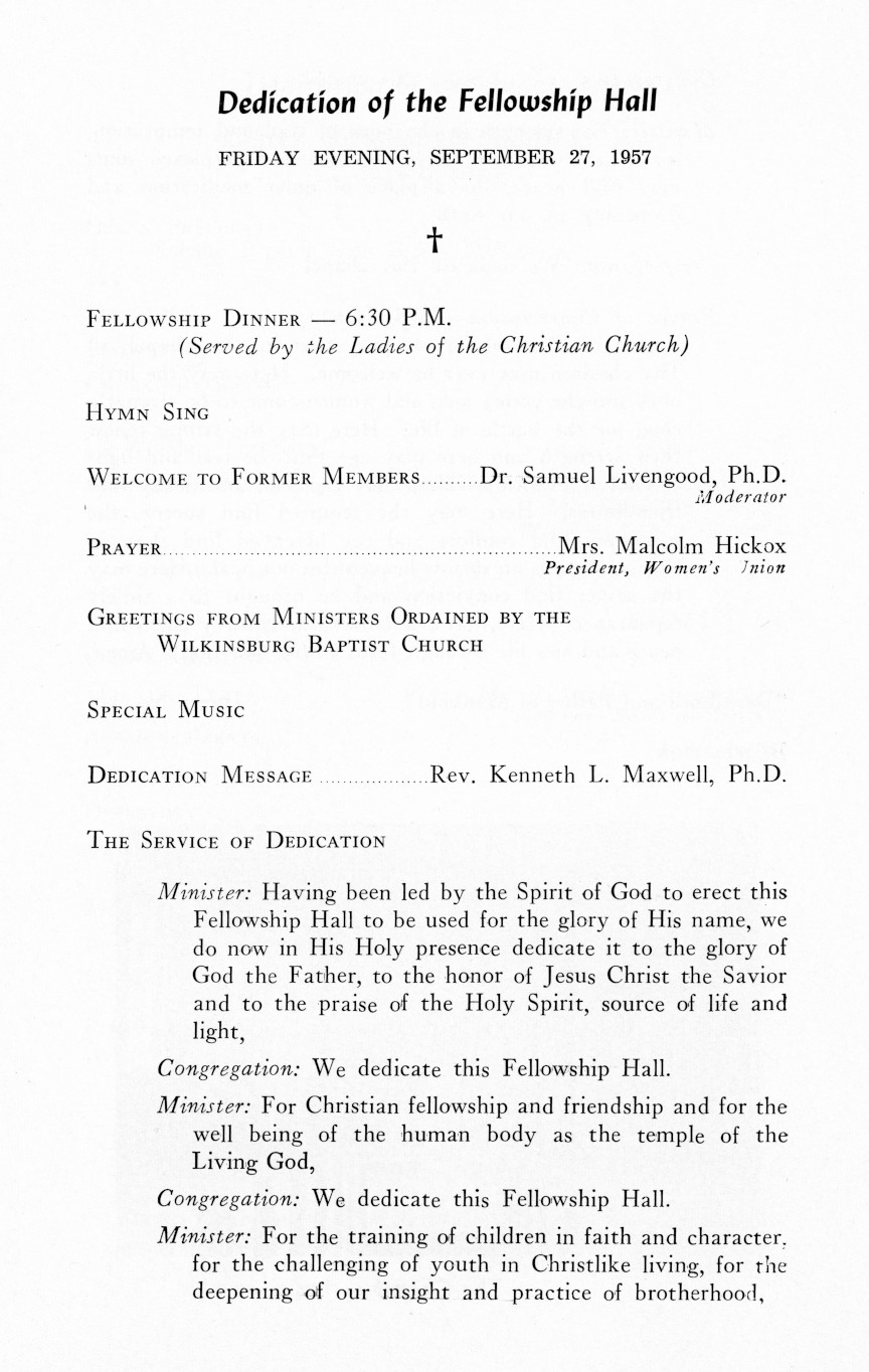 Wilkinsburg Baptist Church Dedication Services